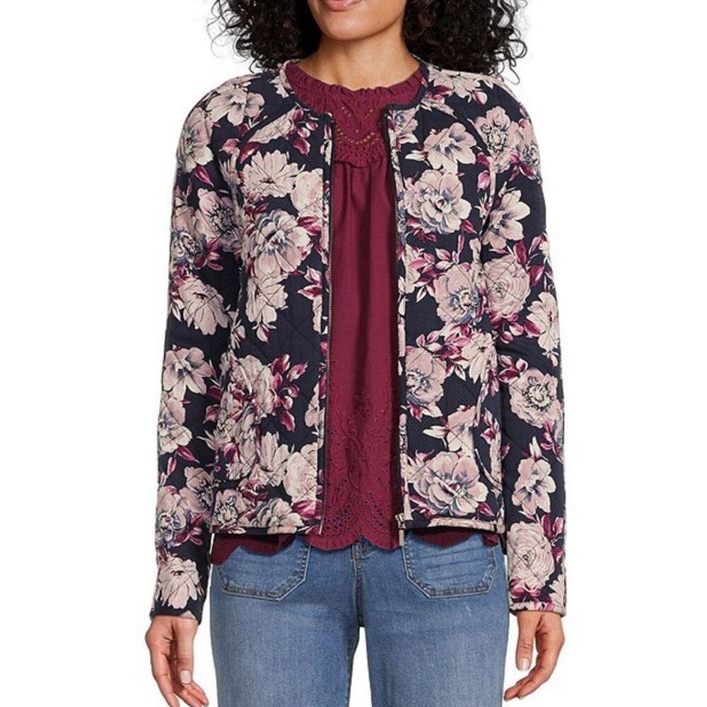 Nurture by Westbound Long Sleeve Floral Quilted Jacket Size 1X